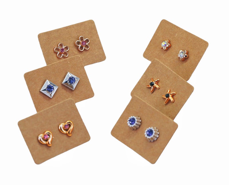 TIAMALL 300 PCS Earring Display Cards Kraft Paper Ear Tags Ear Stud Card (Brown) - Image 4